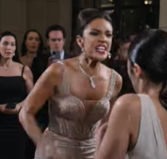 Part 2: The entire hotel lobby froze the second the champagne hit her face.